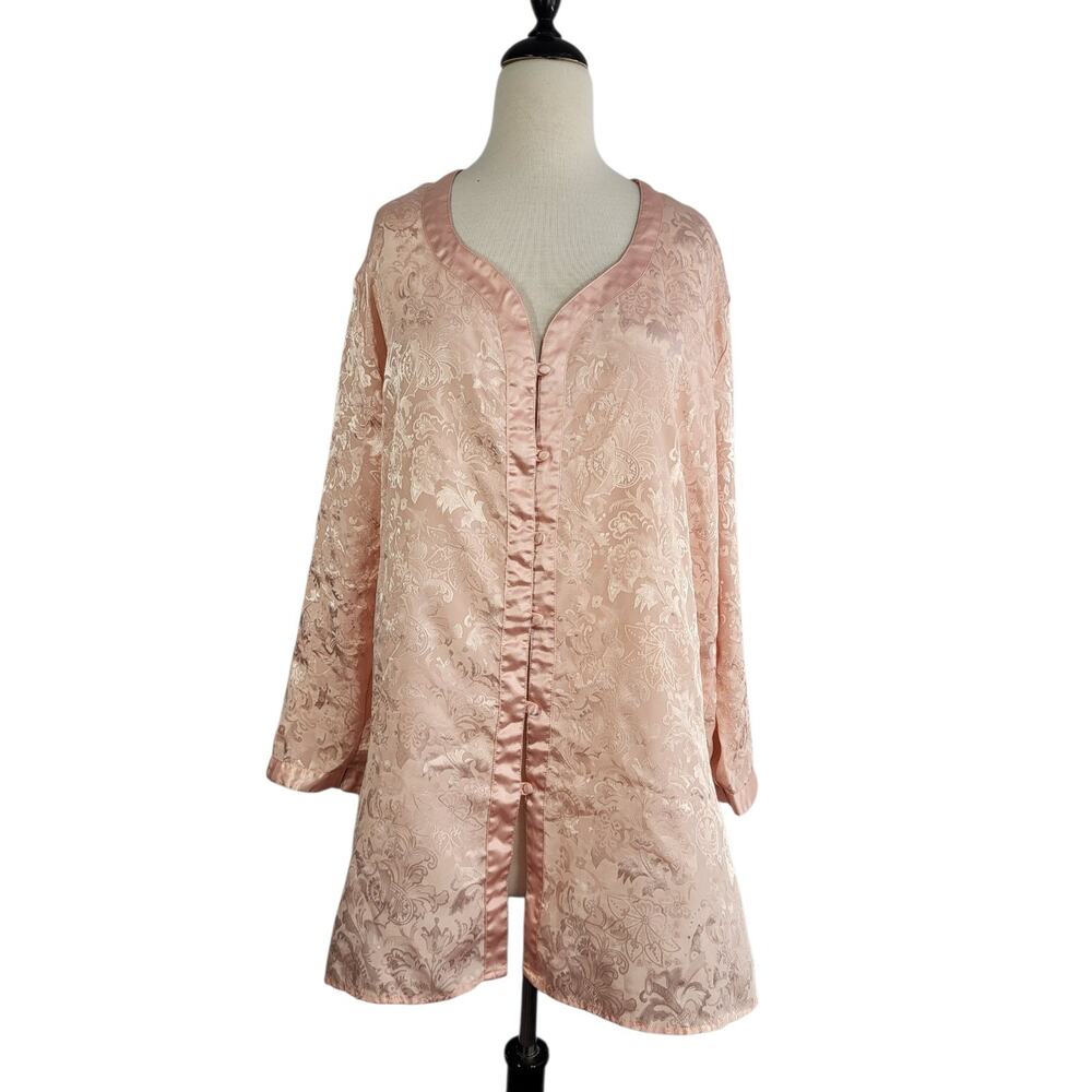 VTG Victoria's Secret Gold Label Jacquard Satin Sleep Gown M/L Pink Romantic 90s